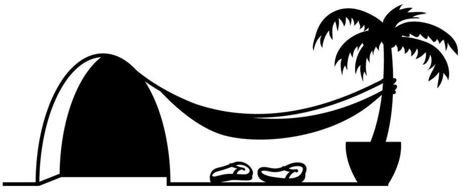 Стикер за стена Дупка за мишка Хамак и палма - Ambiance