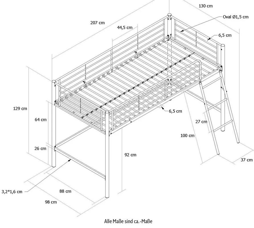 Черно повдигнато детско легло 90x200 cm Jodie – Støraa