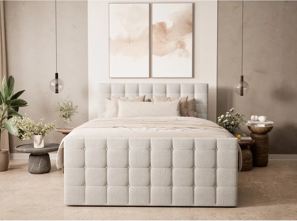 Кремаво боксспринг легло 180x200 cm с място за съхранение Tasca – Maison de Rêve