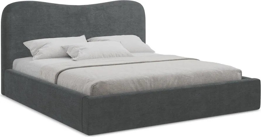 Тъмносиво двойно легло 140x200 cm тапицирано с място за съхранение с включена подматрачна рамка Kahai – Makamii