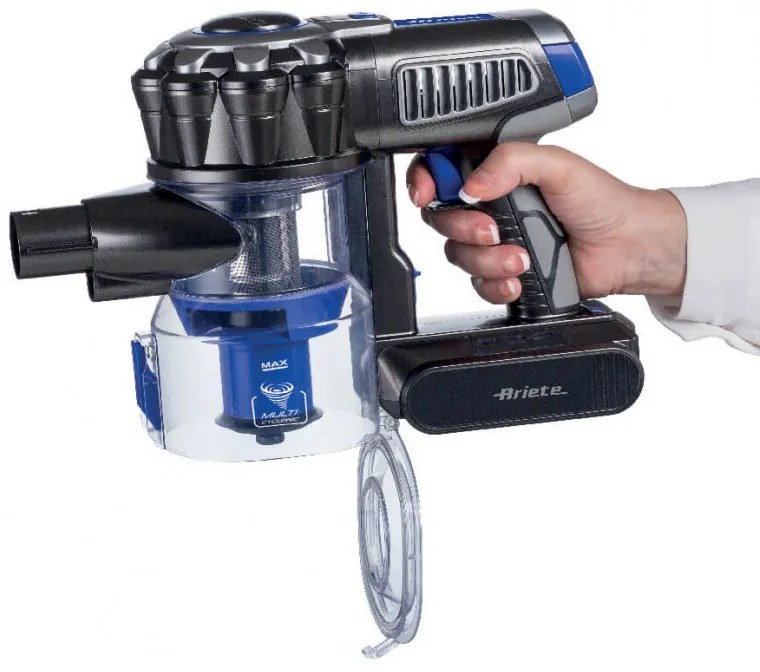 Вертикална прахосмукачка Ariete SCOPA 2722/00, 120W, 1 л, 2 скорости, Моторизирана четка с LED, Индикатор за батерия, Син