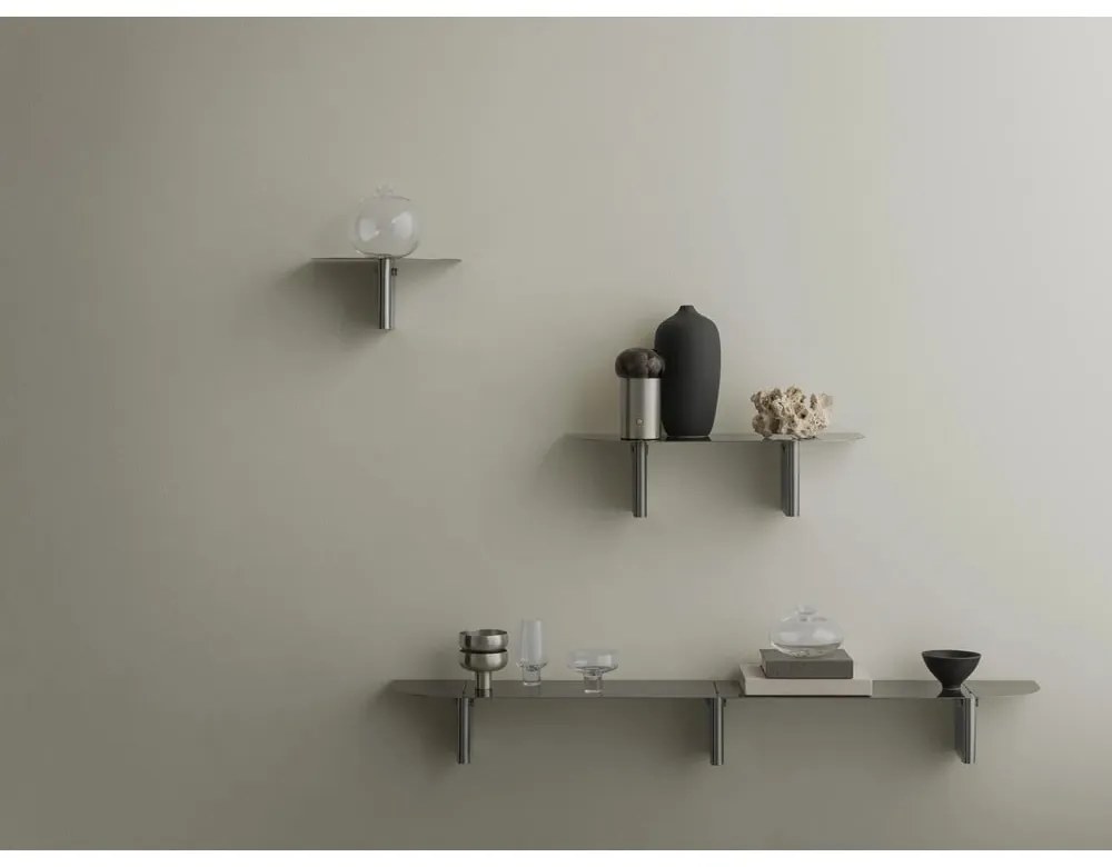 Сив стоманен стенен рафт 80 cm Oru – Blomus
