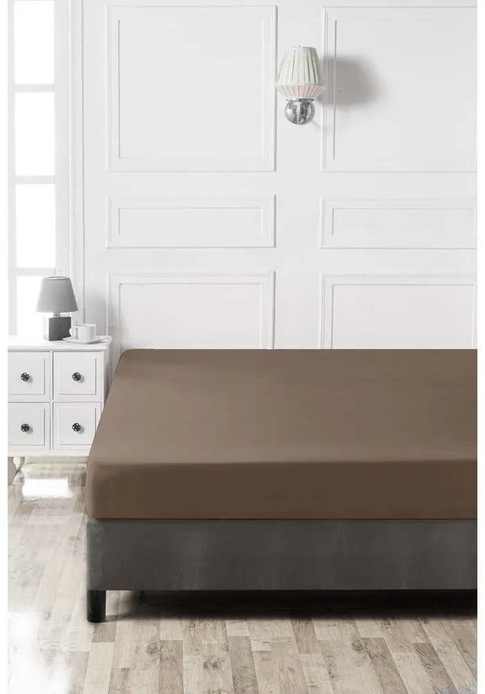 Кафяв еластичен памучен чаршаф 140x200 cm – Mijolnir