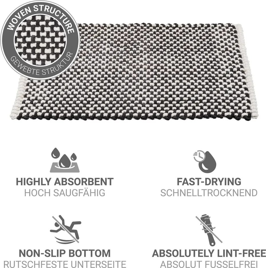 Черно-бял текстилен килим за баня 50x80 cm Covelo – Wenko