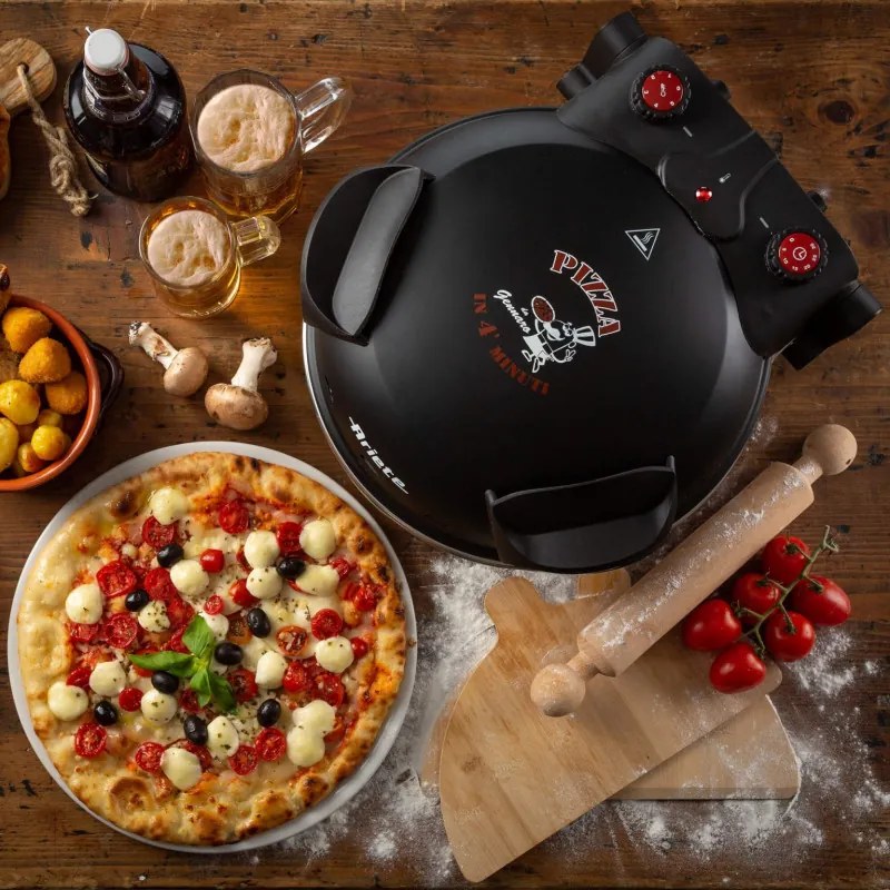 Електрическа фурна за пица Ariete "Пица за 4 минути" 0917/00, 1200W, 32 см, До 400C, 5 нива, Каменна плоча, Незалепващо покритие, Черен