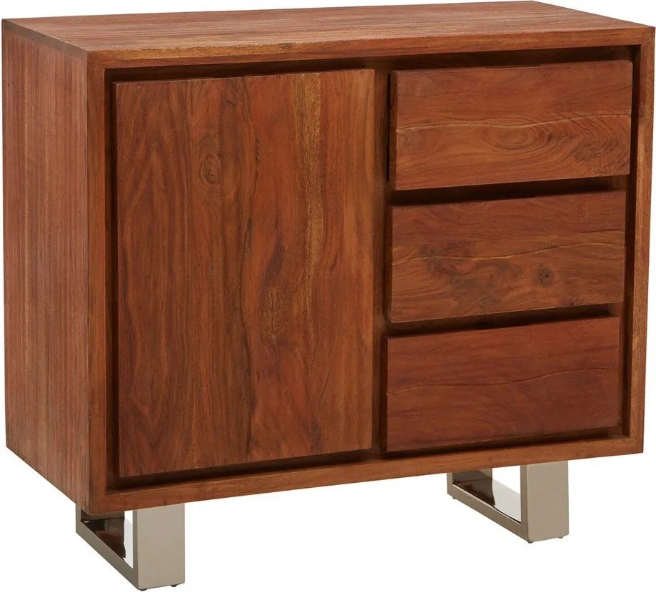 Скрин от масивна акация в тъмно естествен цвят 92x82x40 cm Simla – Premier Housewares