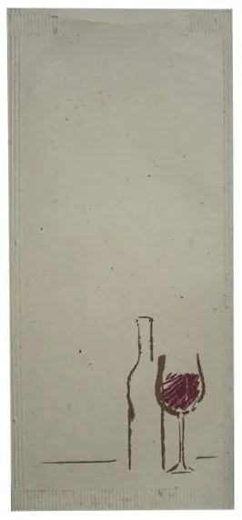 Хартиен джоб за прибори със салфетка 11x25см с декор "Вино" крем (BVSB VN)-ПАКЕТ 125бр LUNI PAPER - Horecano