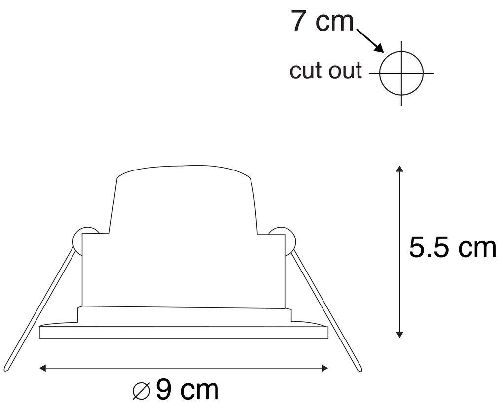 Комплект от 6 вградени прожектори бели с LED 3-степенна димираща IP65 - Blanca