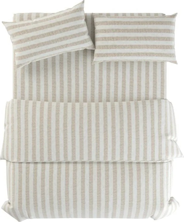 Светлосиво/кремаво единично ленено спално бельо 135x200 cm Natural Stripes – Native Natural