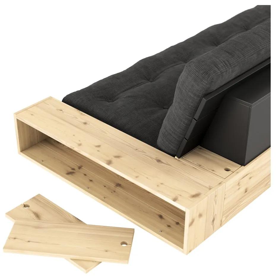 Розов разтегателен диван от велур 244 см Base – Karup Design