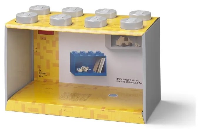 Детски сив стенен рафт Brick 8 - LEGO®