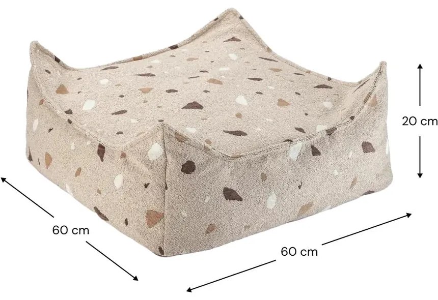 Светлокафяв детски пуф от букле и шенил Terrazzo Square – Wigiwama