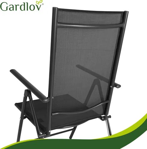 Сгъваеми градински столове Gardlov – 2 броя, черни за тераса и градина