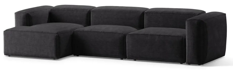 Тъмносив ъглов диван от рипсено кадифе (ляв ъгъл) Bergano – Cosmopolitan Design