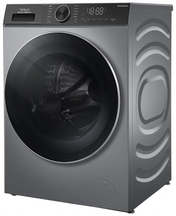 Пералня с предно зареждане Tesla WF91480TS, 1900W, 9 кг, 60 л, 14 програми, 1400 об/мин, Клас A, Steam Care, LED, Сребрист