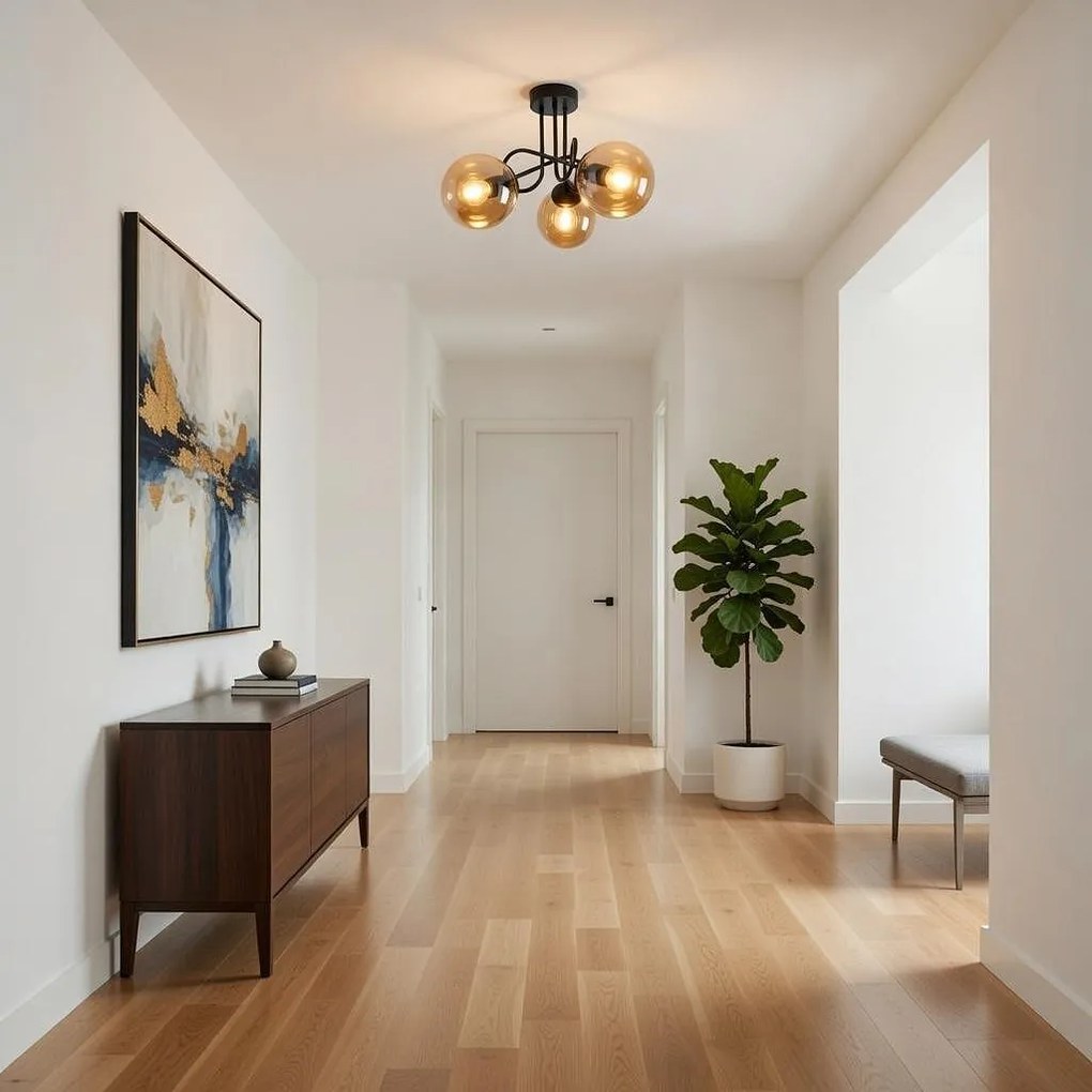 Плафон МОНА, черен/мед, 3хE27