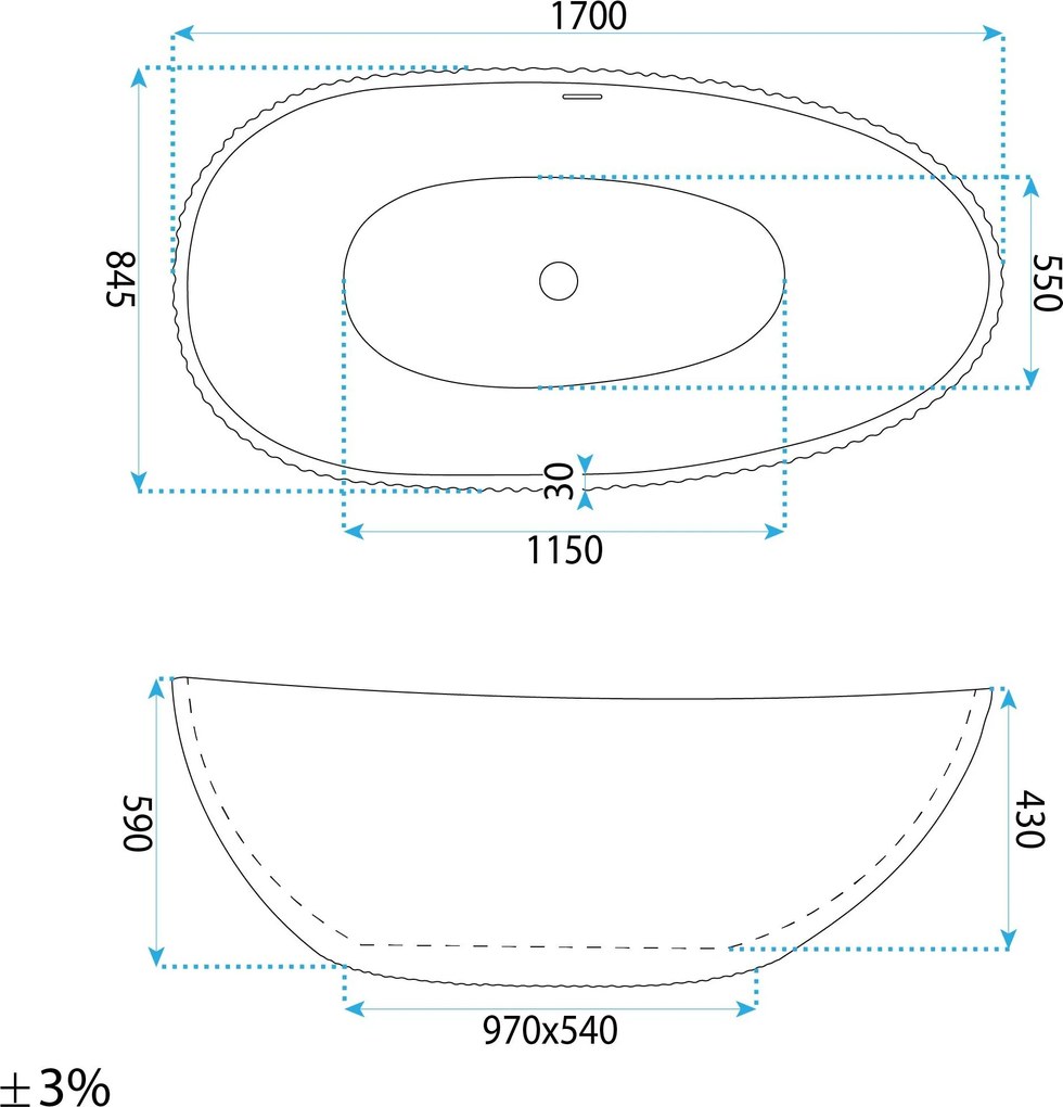 Свободностояща акрилна вана Carmen 170