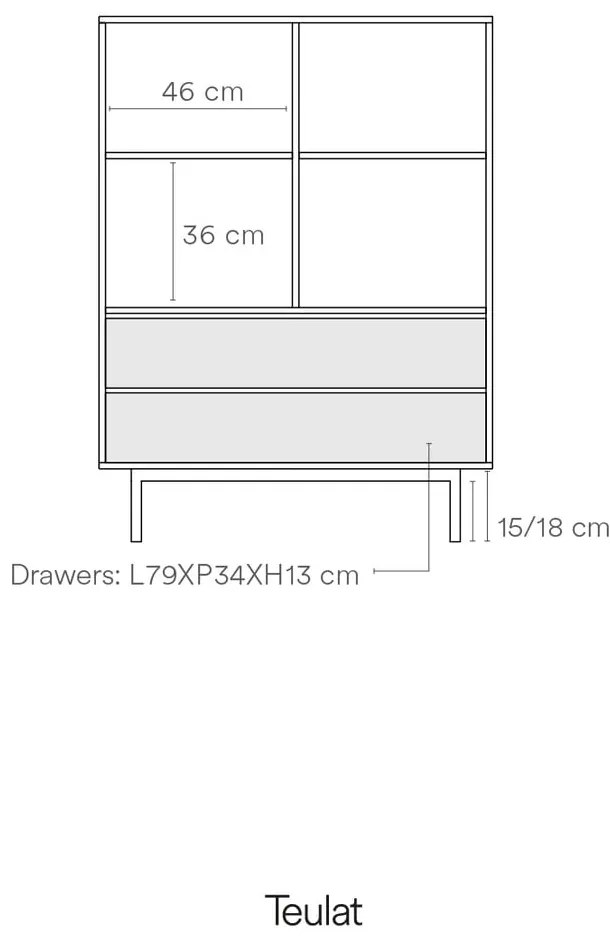 Сив висок скрин 97x130 cm Sierra – Teulat