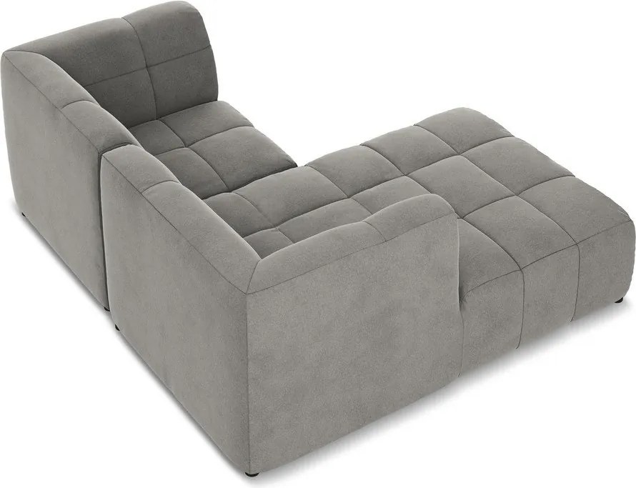 Сив кадифен ъглов диван (ляв ъгъл) Aloha – Makamii