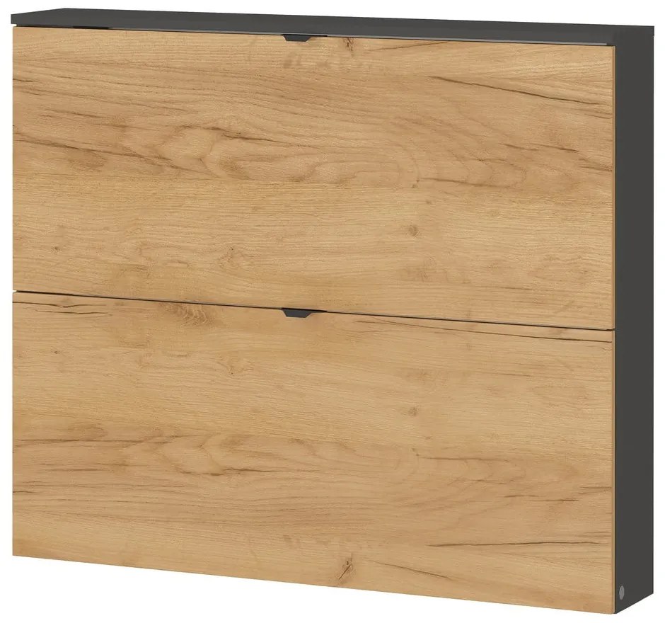 Накланяща се висяща стойка за обувки от декор от дъб в антрацитен и естествен цвят 100x85x19 cm Renell – Germania