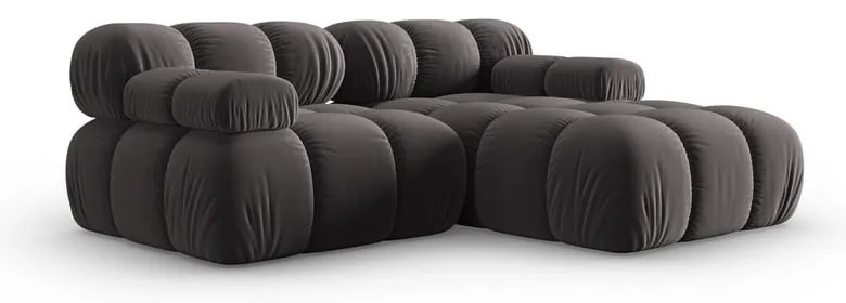 Тъмносив ъглов диван от кадифе (десен ъгъл) Bellis - Micadoni Home