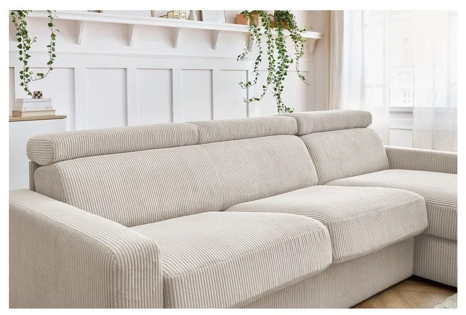 Кремав разтегателен ъглов диван от рипсено кадифе (променлив) Monaco – Bobochic Paris