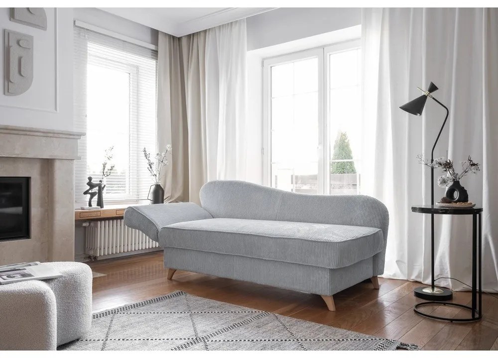 Светлосив шезлонг от рипсено кадифе (ляв ъгъл) Chic Charlotte – Miuform