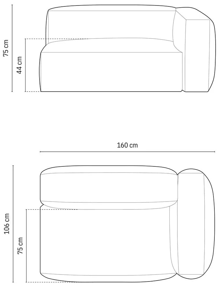 Бежов кадифен модул за диван (десен ъгъл) Martina – Micadoni