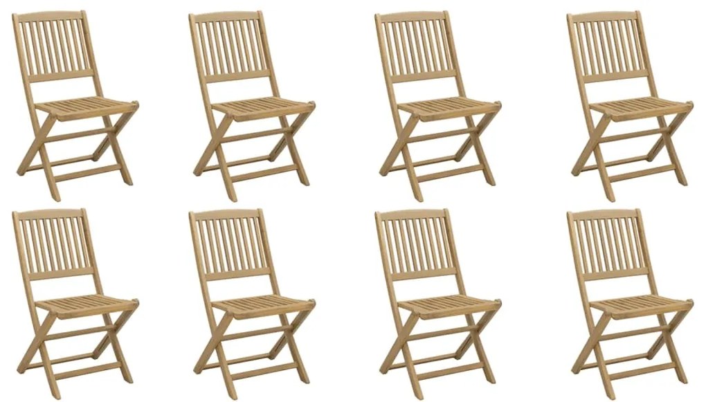 3214233 vidaXL Сгъваеми градински столове 8 бр 48,5x57x90 см акация масив