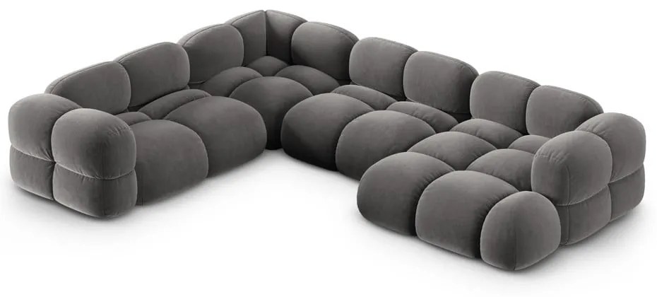 Сив кадифен ъглов диван (ляв ъгъл/U форма) Loretto – Cosmopolitan Design