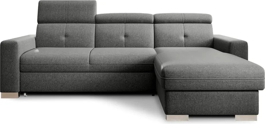 Сив разтегателен ъглов диван с място за съхранение (десен ъгъл) Fresia – ELTAP