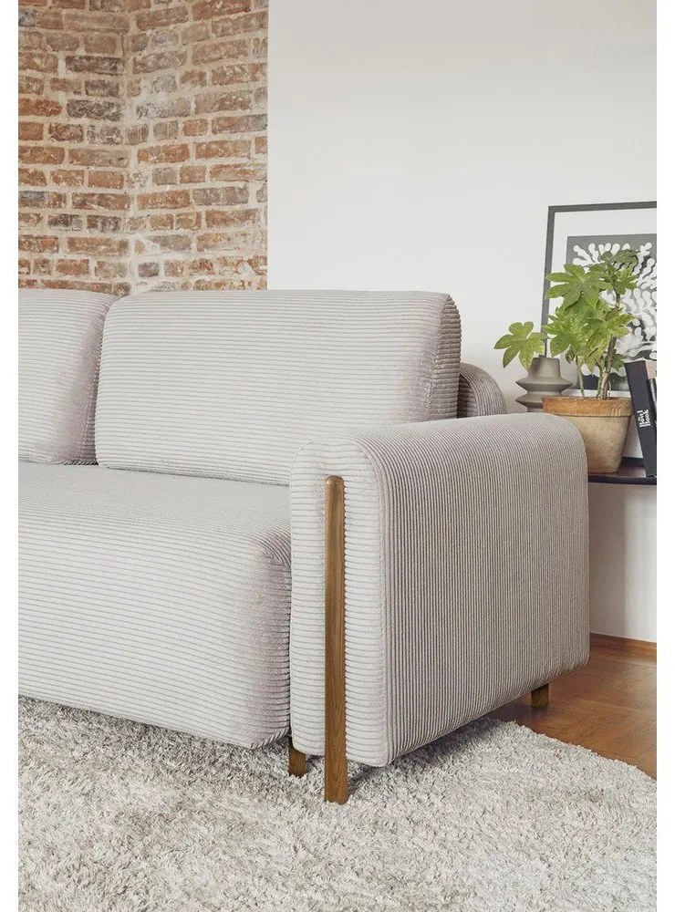 Светлосив сгъваем/с място за съхранение диван от рипсено кадифе 244 cm Arcadova – ELTAP