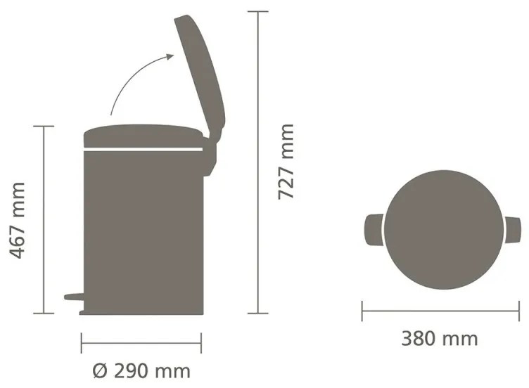 Кош за боклук с педал Brabantia NewIcon 649046, 20 л, Плавно затваряне, Противоплъзгаща основа, Устойчив на пръстови отпечатъци, Инокс/Мат