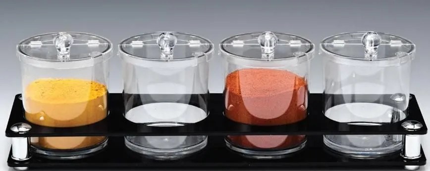 Alkan - Акрилен дисплей с 4 поликарбонатни  буркана за конфитюри 49x14xh14cm (ZCP 526) - 0136294