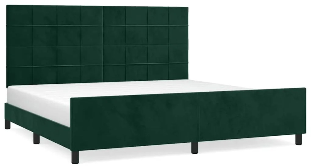 3125778 vidaXL Рамка за легло без матрак, тъмнозелена, 200x200 см, кадифе