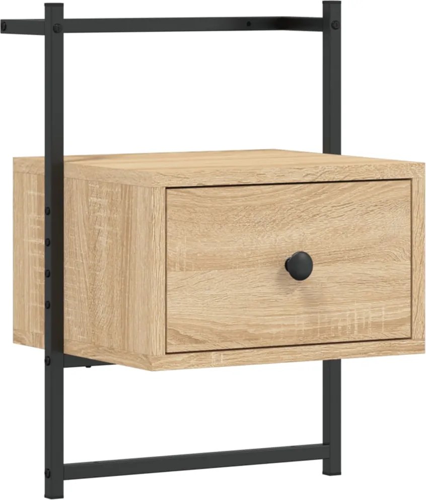 833445 vidaXL Нощно шкафче стенно сонома дъб 35x30x51 см инженерно дърво