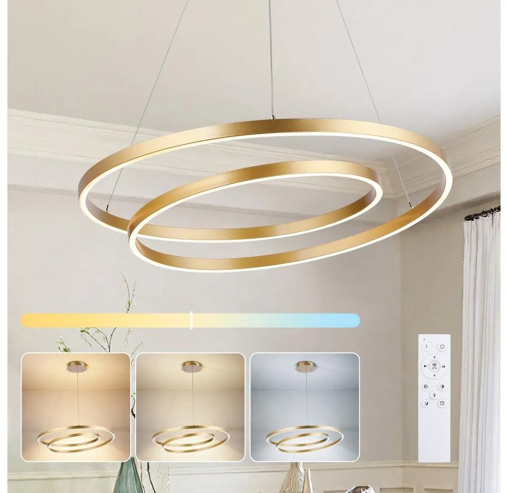 Brilagi-LED Димируема полилей на кабел TWISTER LED/75W/230V Ø 70 см златист +ДУ