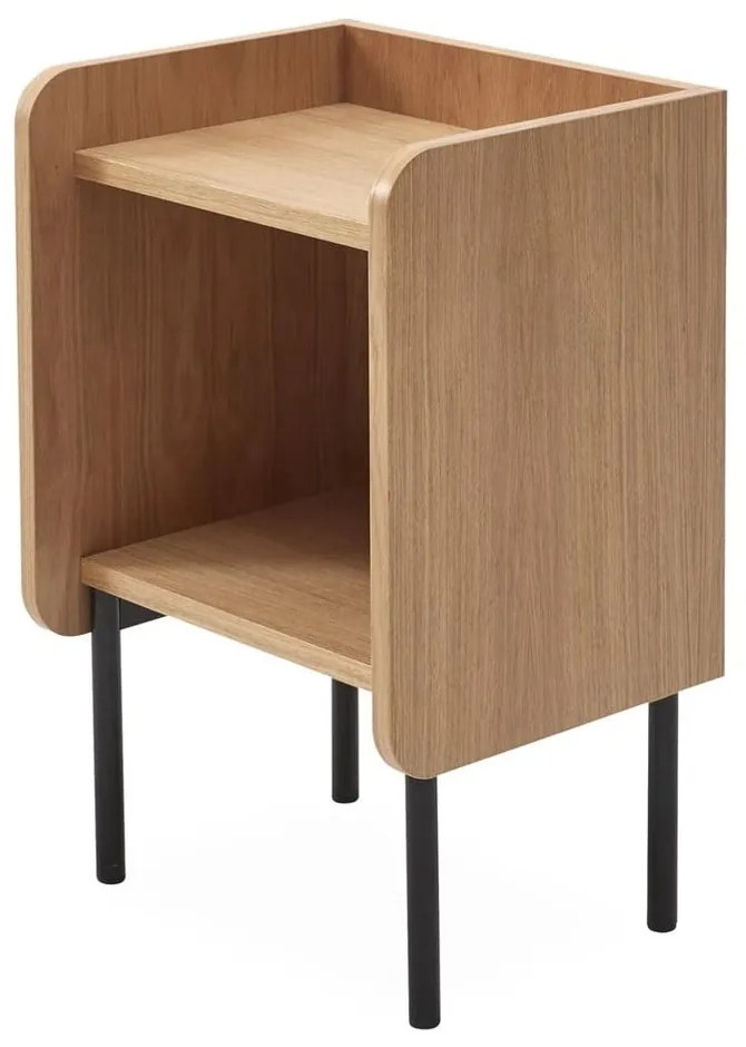 Нощно шкафче от дъбова дървесина с рафтове в естествен цвят Wrap - Bonami Selection