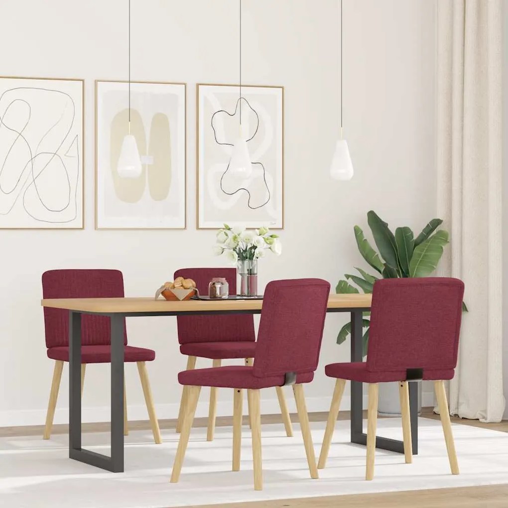 3315300 vidaXL Трапезни столове, 4 бр, виненочервени, текстил
