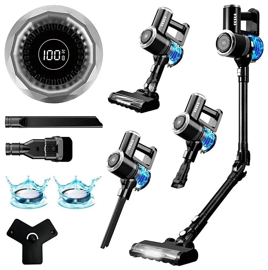 TESLA Electronics PureStar безжичен 2в1 прахосмукачка 150W/2200mAh