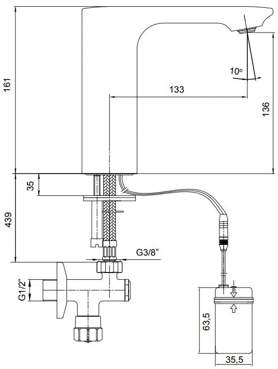 Electronic mixer wash Тоалетна Serel ECA 37-Μπαταρία