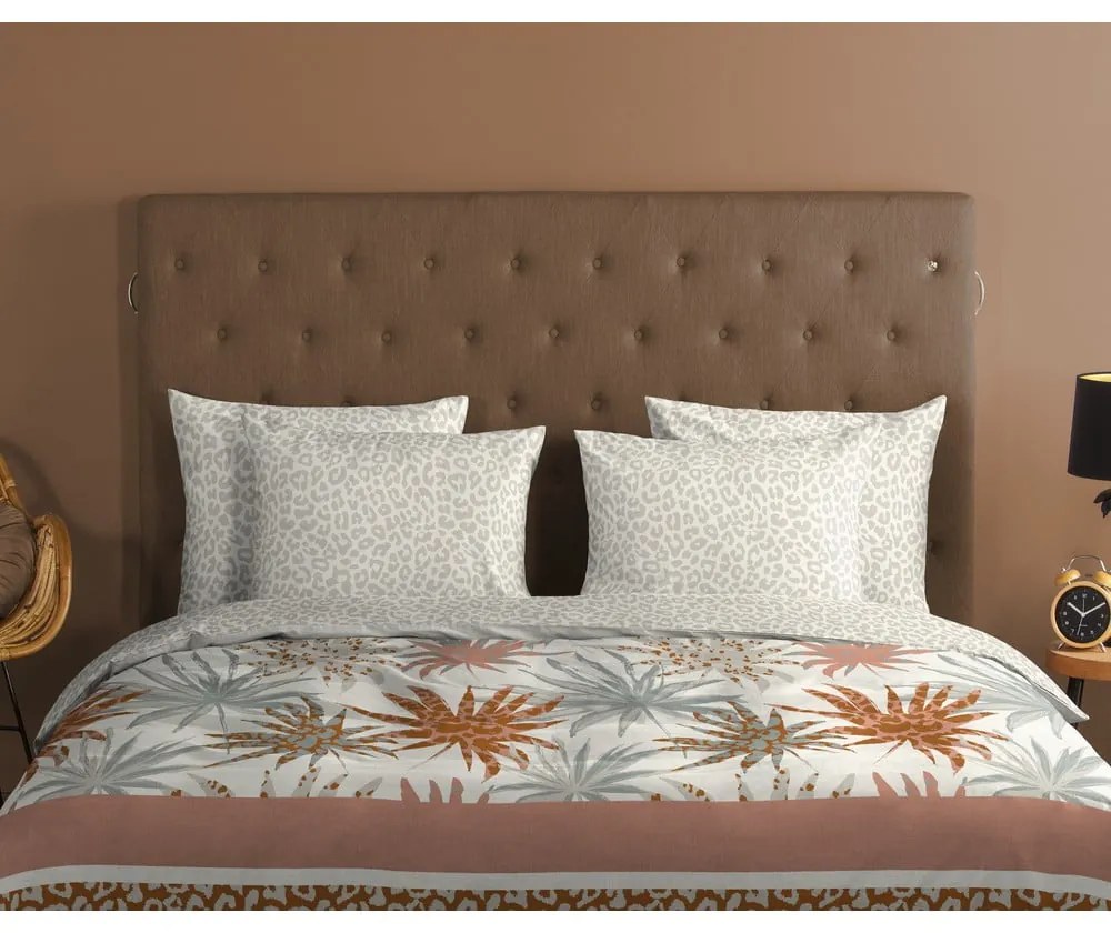 Бяло и светлосиво памучно спално бельо за единично легло 140x200 cm - Good Morning