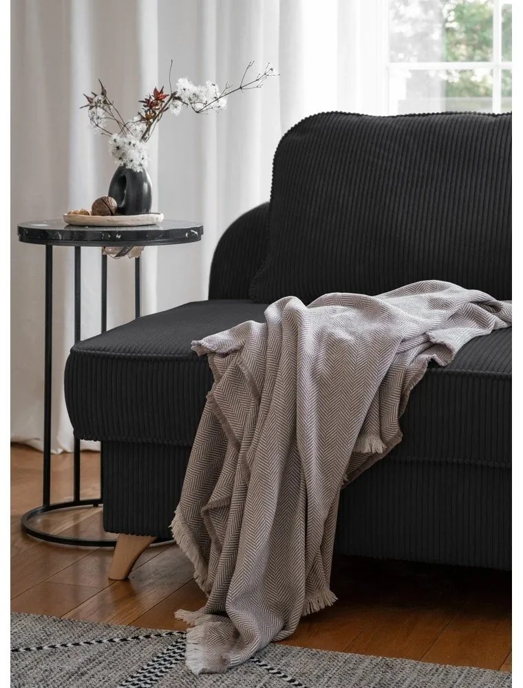 Антрацитен шезлонг от рипсено кадифе (десен ъгъл) Chic Charlotte – Miuform