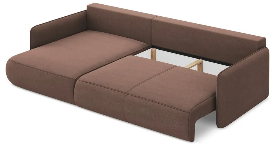 Розов разтегателен ъглов диван с място за съхранение (ляв ъгъл) Nanea – Makamii