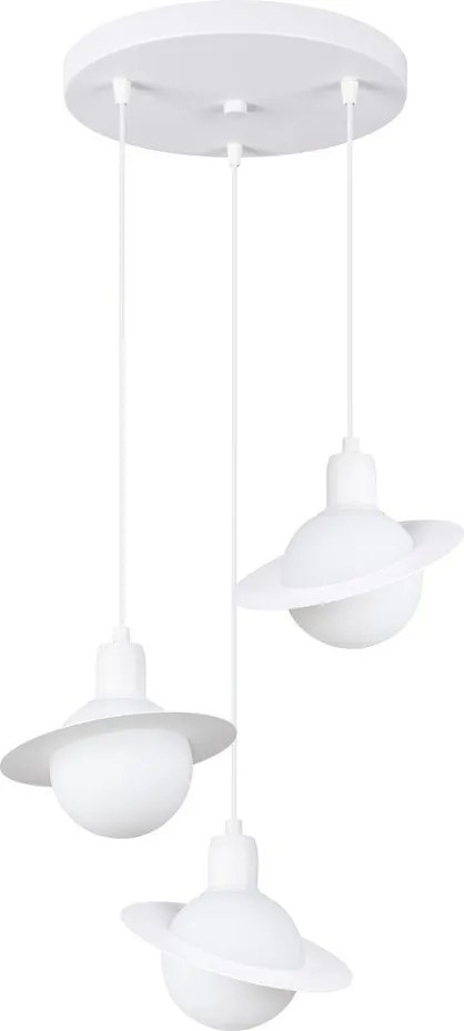 Бял детски полилей със стъклен абажур ø 32 cm Mab – Sollux