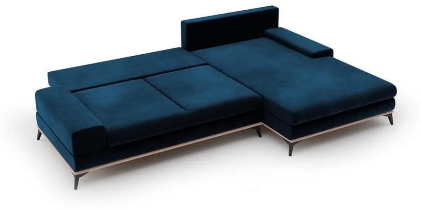 Кралско син ъглов разтегателен диван с кадифена тапицерия , десен ъгъл Astre - Windsor &amp; Co Sofas