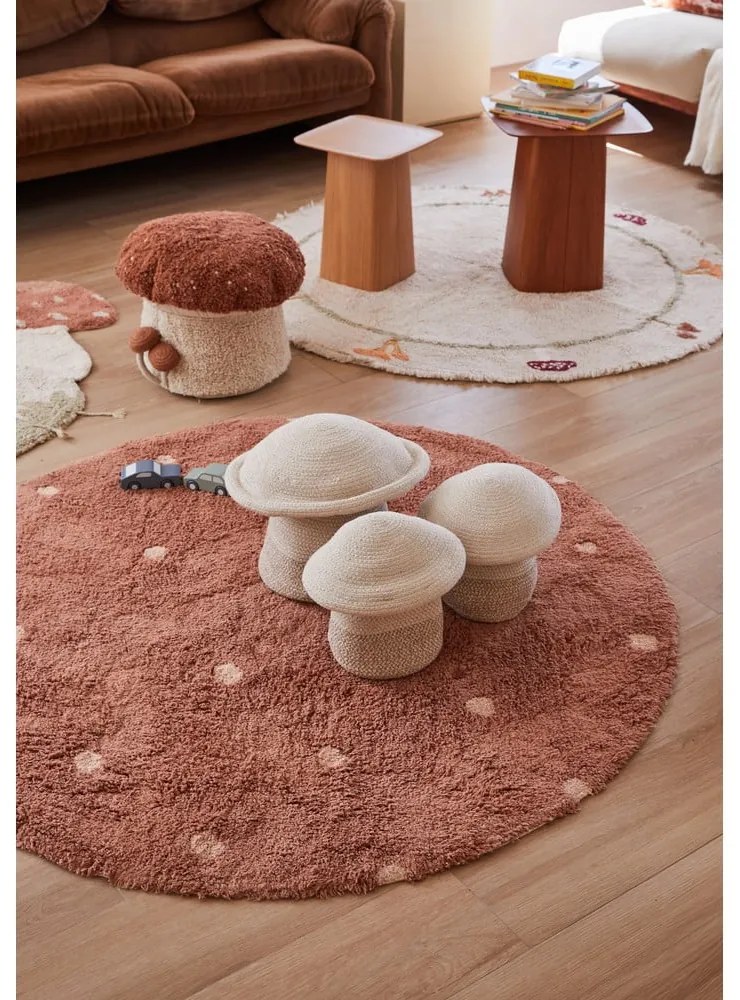 Детски пуф в тухлен цвят/кремав Boletus – Lorena Canals