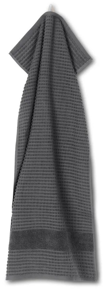 Тъмносива кърпа от органичен памук от тери 50x100 cm Check – JUNA