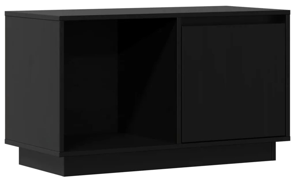 814338 vidaXL ТВ шкаф, черен, 74x35x44 см, бор масив