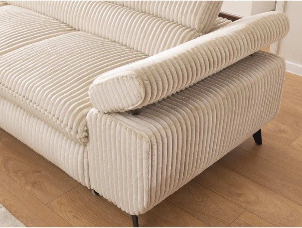 Бежов ъглов диван от рипсено кадифе (ляв ъгъл L форма) Marbeya – Ropez